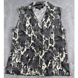 Kasper Separates Women's‎ Sleeveless Snake Print Collared Top Size M